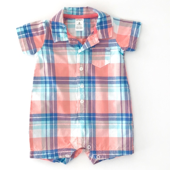 Carter's Plaid Collared Romper - Picture 1 of 7